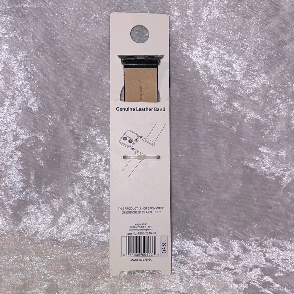 NWT Genuine Leather Black Apple Watch Loop Band, 38/40mm